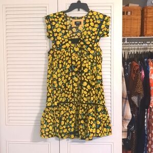 Maeve by Anthropologie Collared Poplin Swing MiniDress Sunflowers